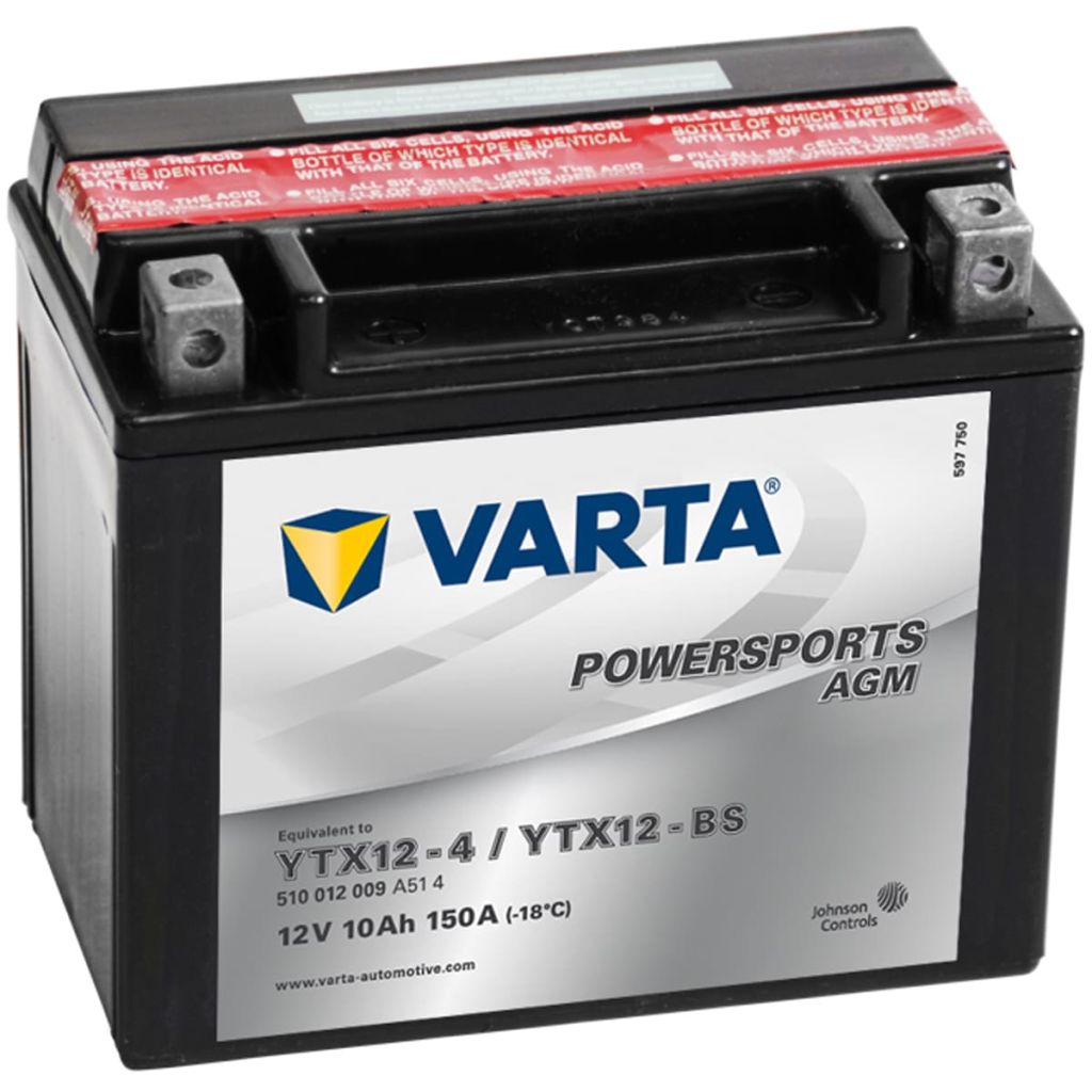 Varta Bateria Moto Powersports AGM YTX12-4/YTX12-BS
