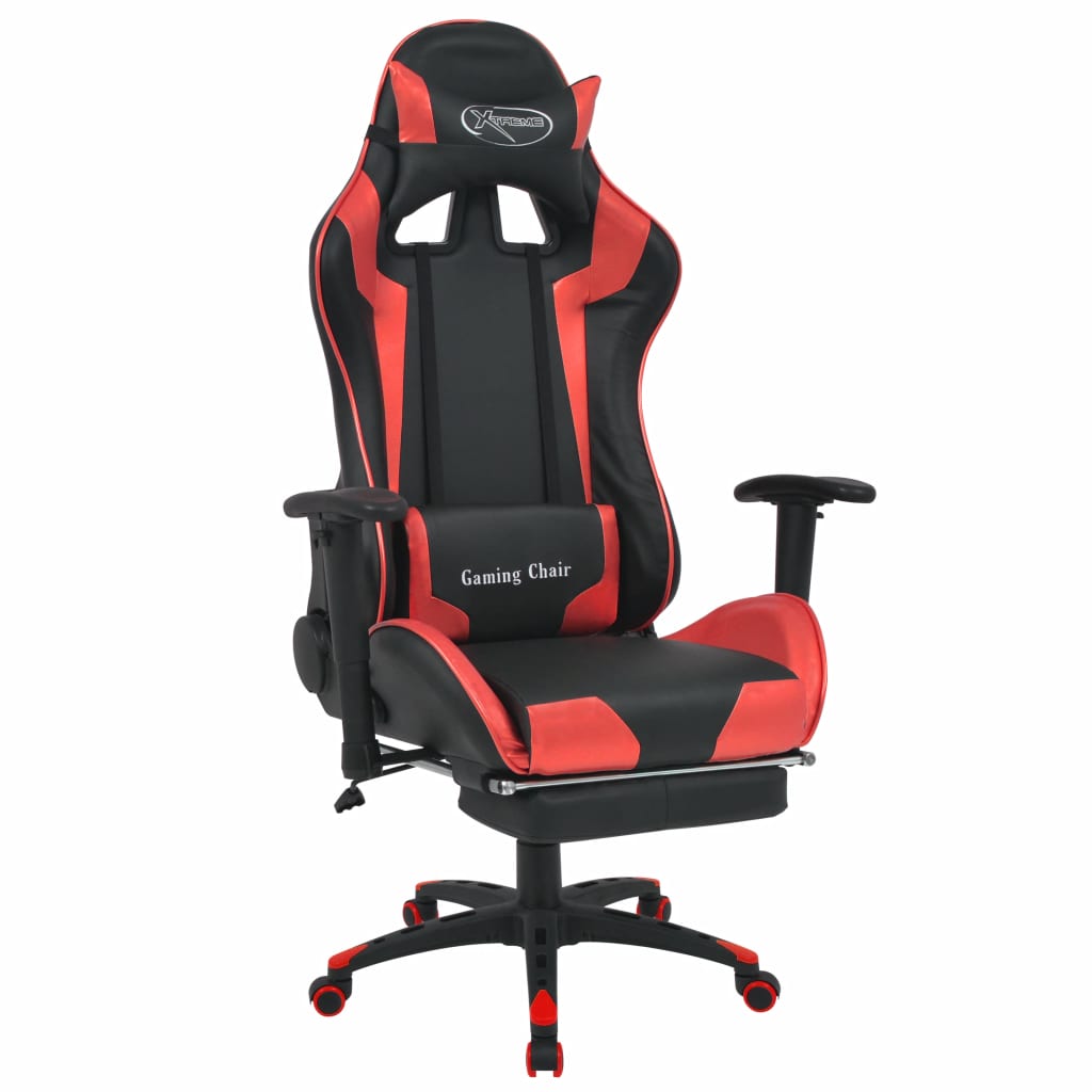 vidaXL Cadeira escritório reclin. estilo corrida c/ apoio pés vermelho