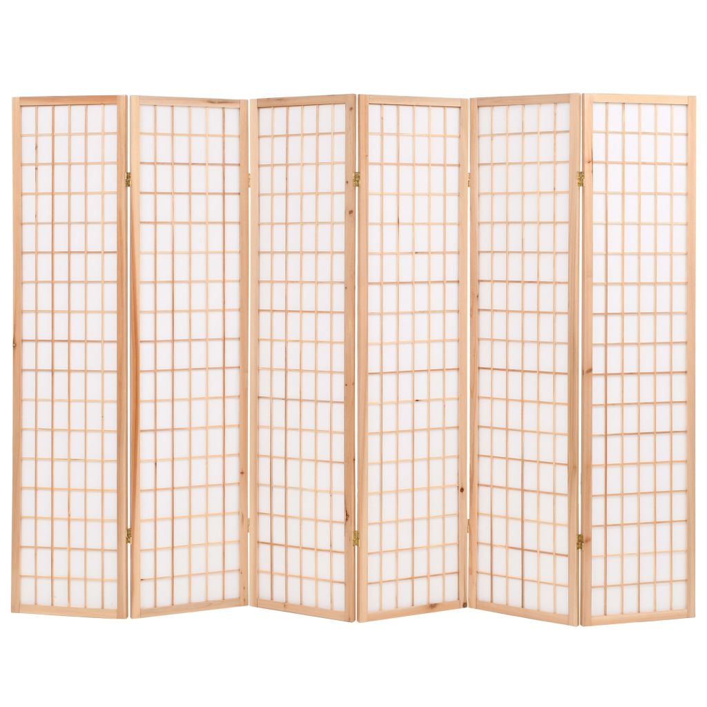 vidaXL Biombo dobrável com 6 painéis estilo japonês 240x170 cm natural