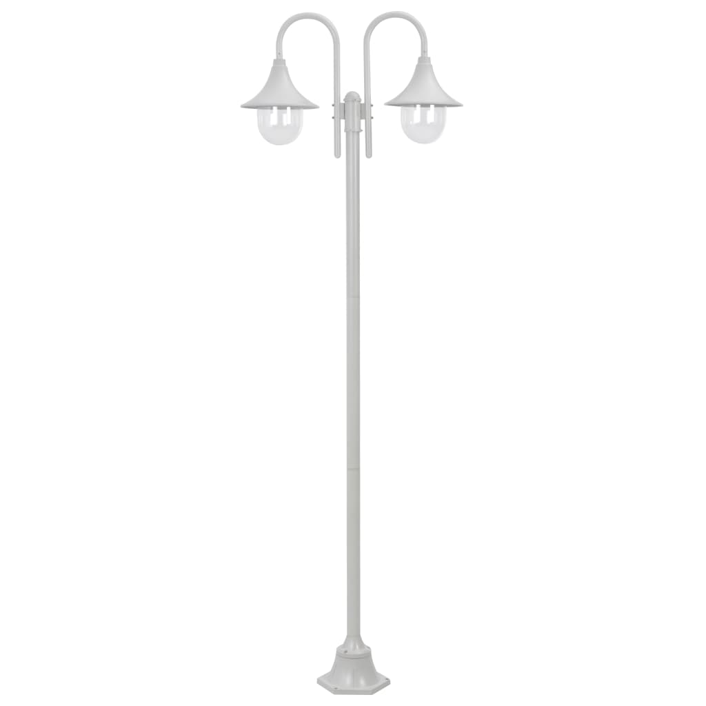 vidaXL Candeeiro de pé p/ jardim c/ 2 braços E27 220cm alumínio branco