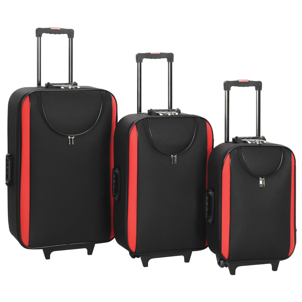 vidaXL Malas de viagem 3 pcs tecido Oxford preto
