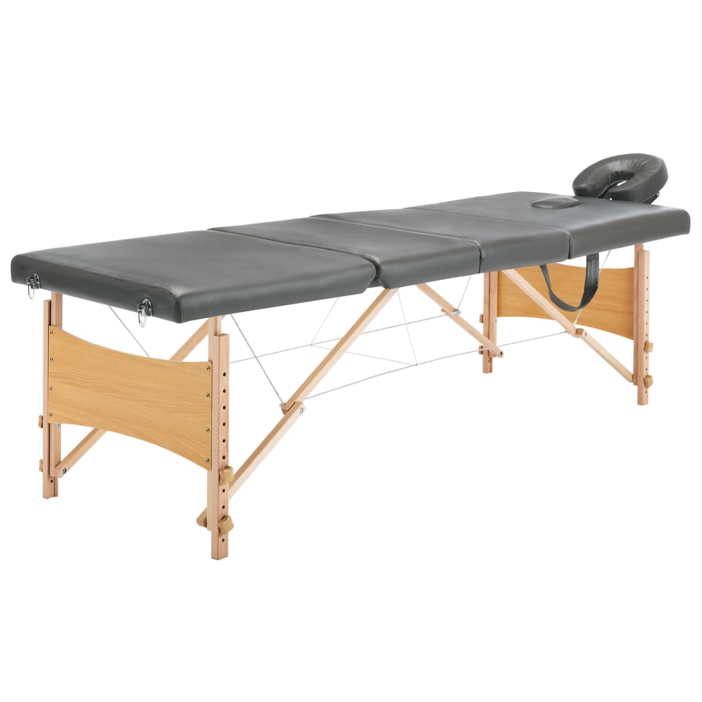 Mesa Massagens C/ 4 Zonas Estrutura Madeira 186x68cm Antracite