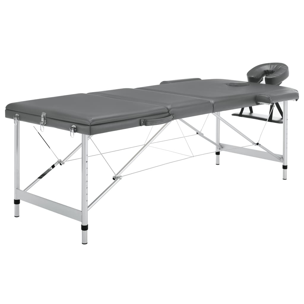 Mesa Massagens C/ 3 Zonas Estrutura Alumínio 186x68cm Antracite