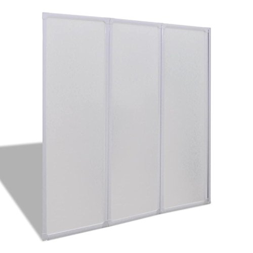 vidaXL Painel de vidro dobravel para banheira 3 peças 141 x 132 cm