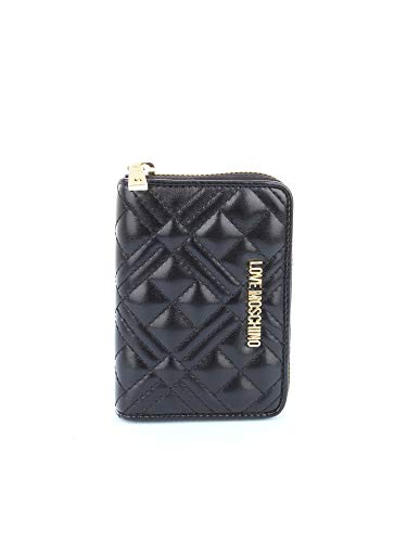 Love Moschino Moschino Mujeres cremallera acolchada alrededor de la cartera Negro única Talla