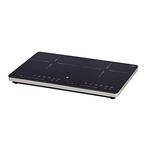 WMF Kult X - Placa de inducción doble, hasta 28 cm, 2 zonas de cocción, 8 niveles de potencia, detección de ollas, pantalla táctil, vitrocerámica, función de temporizador, 3500 W