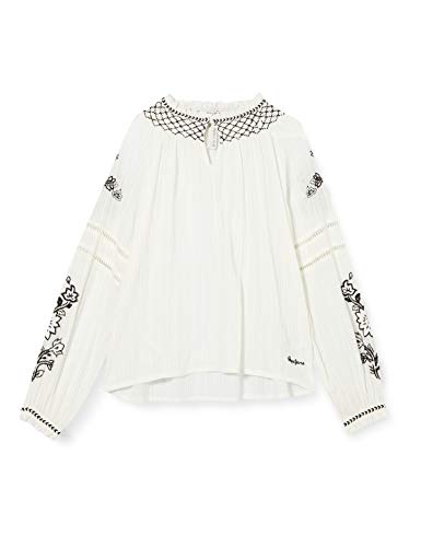 Pepe Jeans Blusa Manga Comprida c/ Bordado Floral nas Mangas Bege 16 Anos