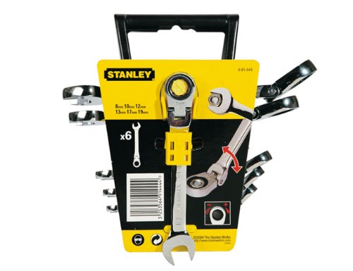 Stanley 6 llaves de carraca articulada (8, 10, 12, 13, 17, 19mm) 4-91-444, Metálico