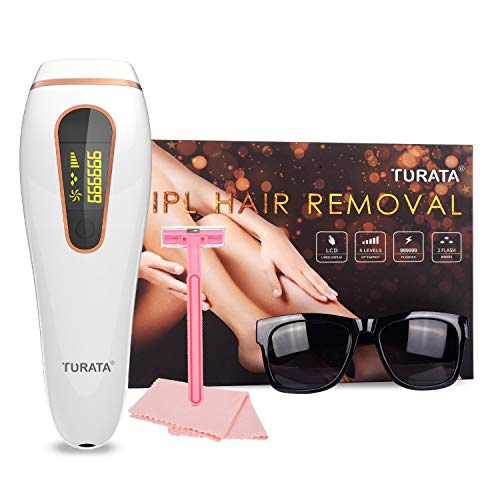 TURATA IPL Depiladora de Luz Pulsada, 999,999 Flashes Disparos de Depilación Permanente para Cuerpo y Cara Dispositivo Láser Profesional sin Dolor para el Hogar para Cuerpo y Cara para Mujer y Hombre
