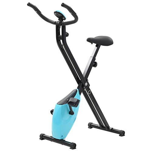 vidaXL Bicicleta X estática magnética com medição pulso preto e azul