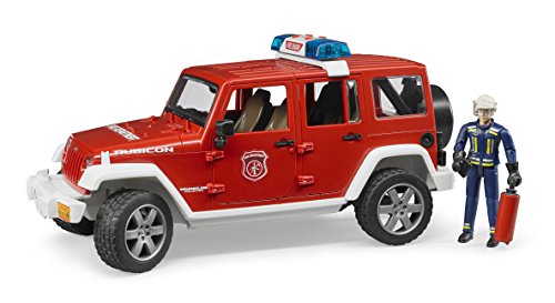 Bruder 02528 – Jeep Wrangler Unlimited Rubicon de Bomberos polivalente con Bombero