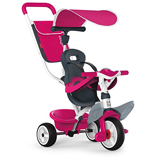 Triciclo Baby Balade 2 rosa con volquete y ruedas silenciosas (Smoby 741101)