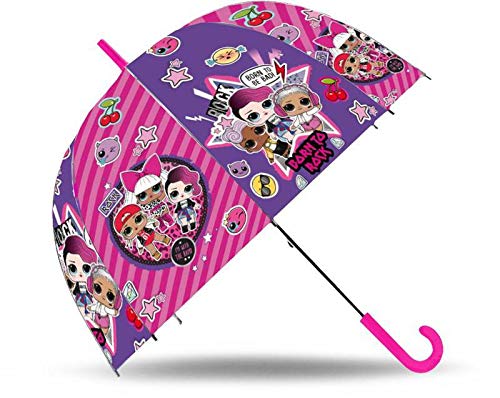 LOL SURPRISE Paraguas Transparente Campana 19'' Manual Fibra Vidrio Acampada y Senderismo Infantil, Juventud Unisex, Multicolor (Multicolor), Talla Única