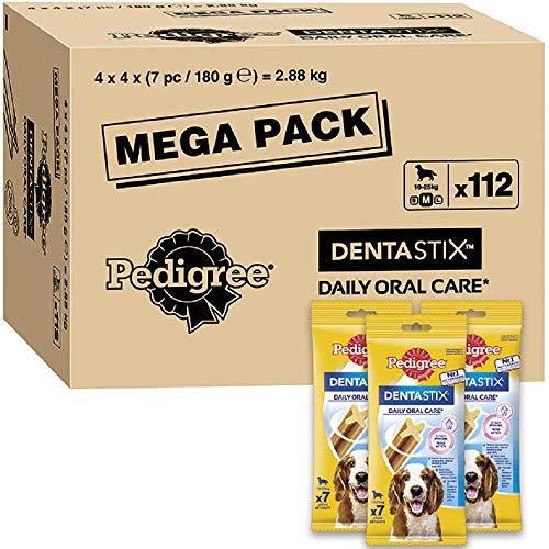 Pedigree Pack de 112 Dentastix de uso diario para la limpieza dental de perros medianos