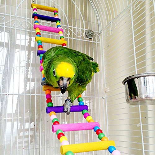 Escalera de madera, juguete para pájaros, loros, periquitos, cacatúas, guacamayos grises, cacatúas africanas, chinchillas, ratones, ratas, ardillas