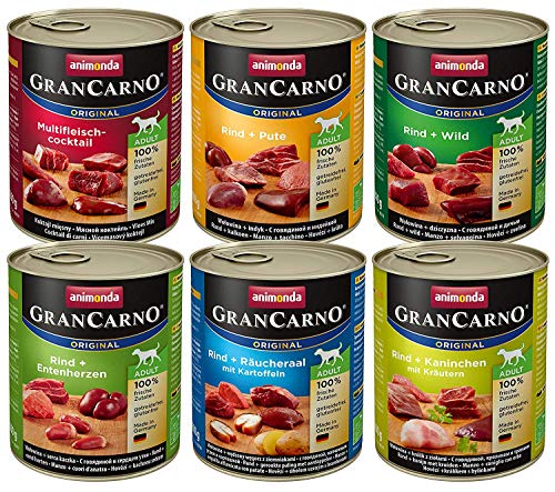 Animonda Gran Carno Comida húmeda para perros adultos, Diferentes variedades, 800 g, Paquete de 6